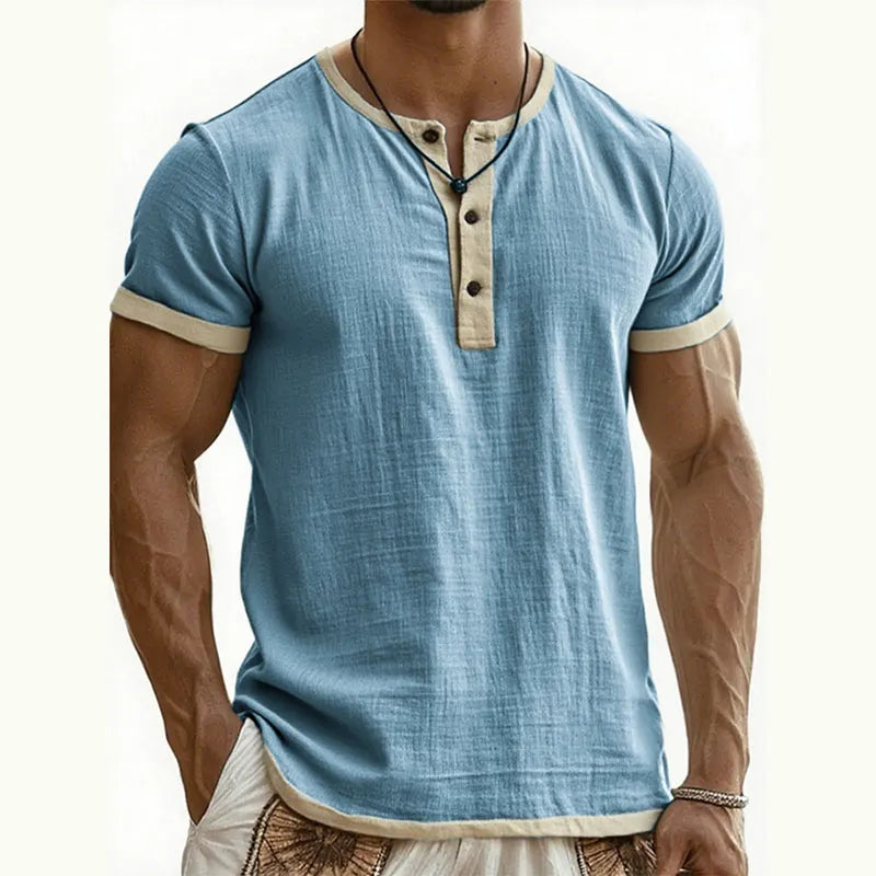 💨 Men’s Performance Henley Shirt – Breathable, Stretchy & Built for Everyday Comfort