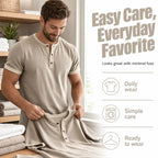 💨 Men’s Performance Henley Shirt – Breathable, Stretchy & Built for Everyday Comfort