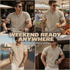 💨 Men’s Performance Henley Shirt – Breathable, Stretchy & Built for Everyday Comfort