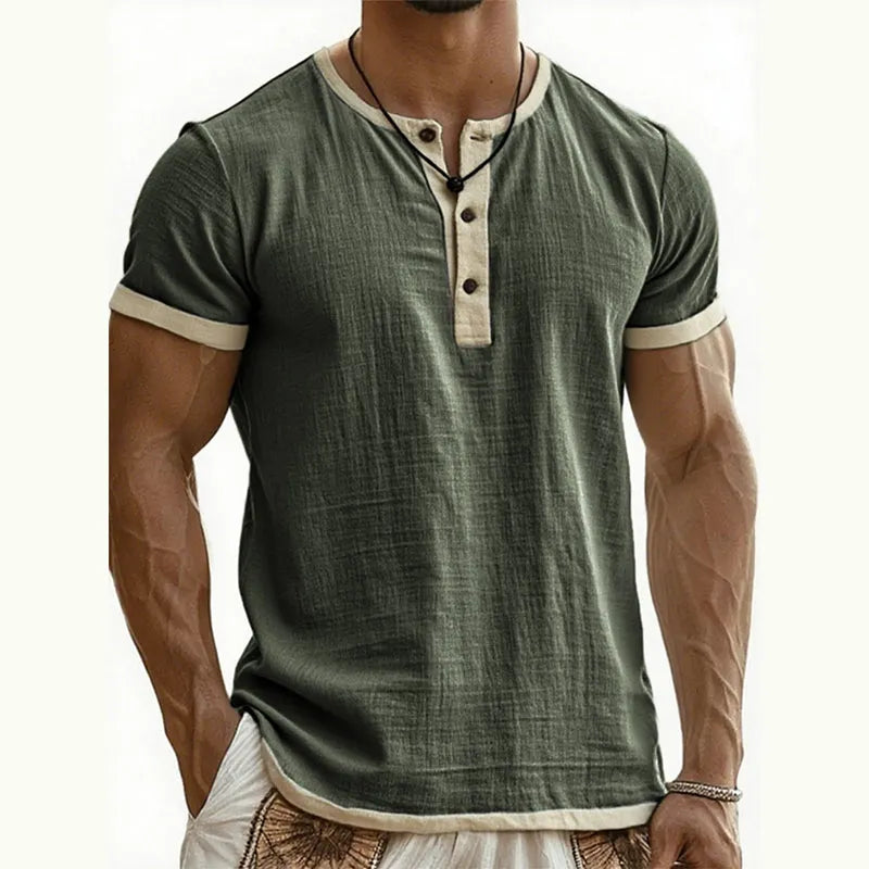 💨 Men’s Performance Henley Shirt – Breathable, Stretchy & Built for Everyday Comfort