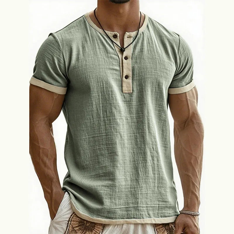💨 Men’s Performance Henley Shirt – Breathable, Stretchy & Built for Everyday Comfort
