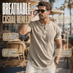 💨 Men’s Performance Henley Shirt – Breathable, Stretchy & Built for Everyday Comfort