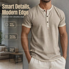💨 Men’s Performance Henley Shirt – Breathable, Stretchy & Built for Everyday Comfort