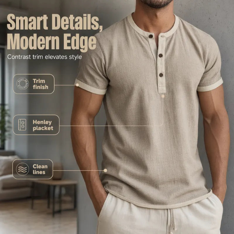 💨 Men’s Performance Henley Shirt – Breathable, Stretchy & Built for Everyday Comfort
