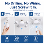 🌬️ SUMMER SALE 50% OFF 💡No-Wiring Ceiling Fan Light with Remote Control