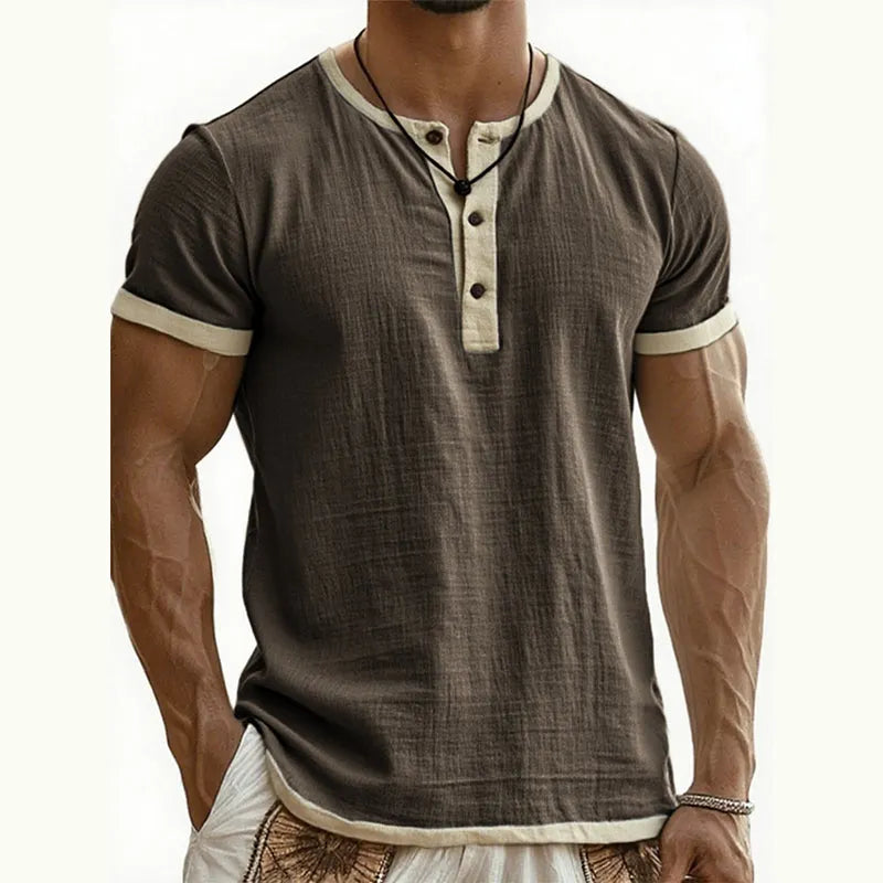 💨 Men’s Performance Henley Shirt – Breathable, Stretchy & Built for Everyday Comfort