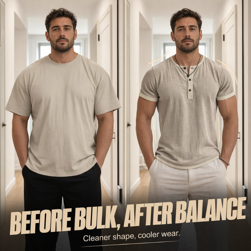 💨 Men’s Performance Henley Shirt – Breathable, Stretchy & Built for Everyday Comfort