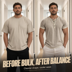 💨 Men’s Performance Henley Shirt – Breathable, Stretchy & Built for Everyday Comfort