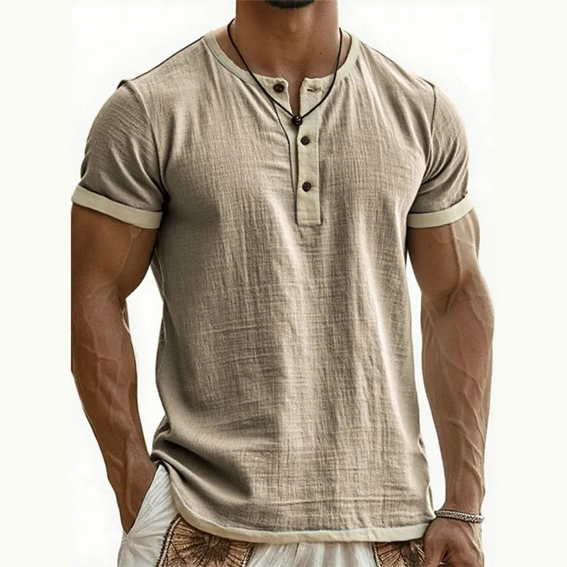 💨 Men’s Performance Henley Shirt – Breathable, Stretchy & Built for Everyday Comfort