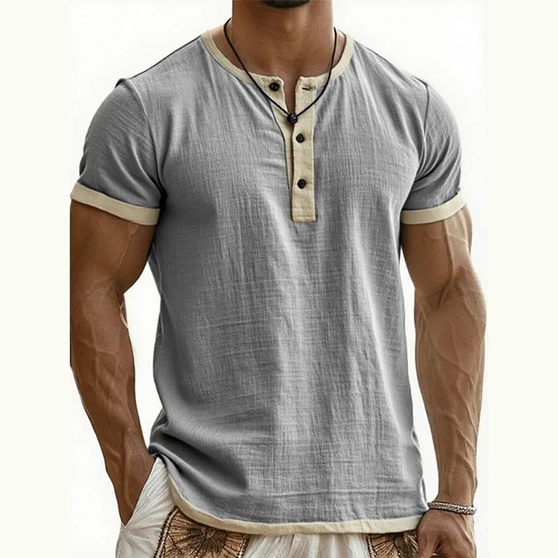 💨 Men’s Performance Henley Shirt – Breathable, Stretchy & Built for Everyday Comfort