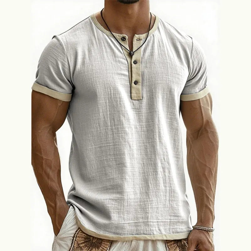 💨 Men’s Performance Henley Shirt – Breathable, Stretchy & Built for Everyday Comfort