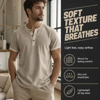 💨 Men’s Performance Henley Shirt – Breathable, Stretchy & Built for Everyday Comfort