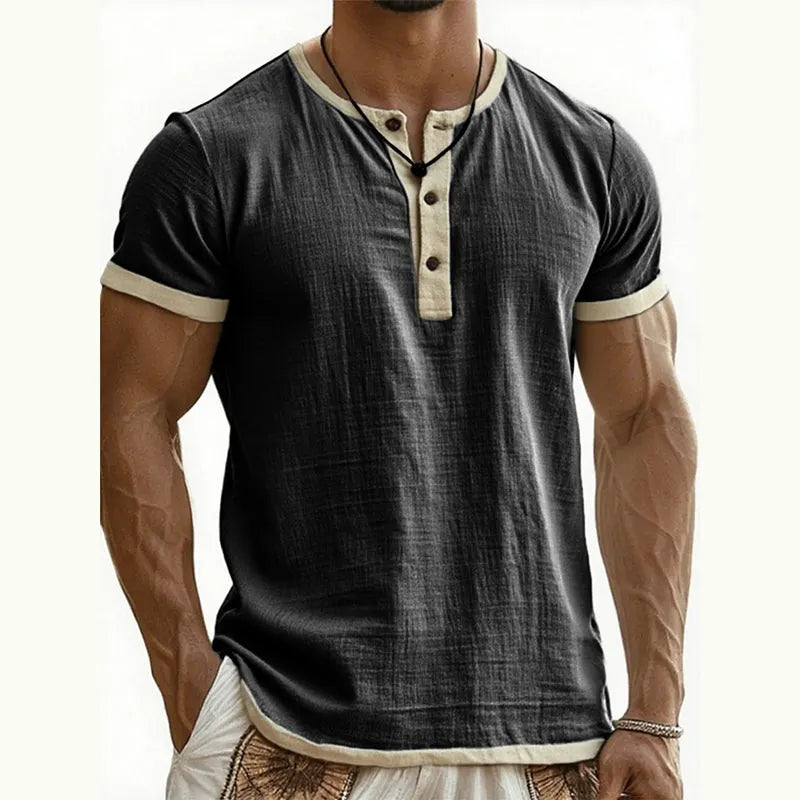 💨 Men’s Performance Henley Shirt – Breathable, Stretchy & Built for Everyday Comfort