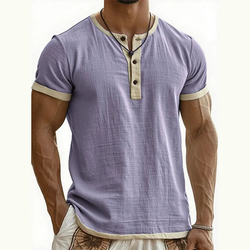 💨 Men’s Performance Henley Shirt – Breathable, Stretchy & Built for Everyday Comfort