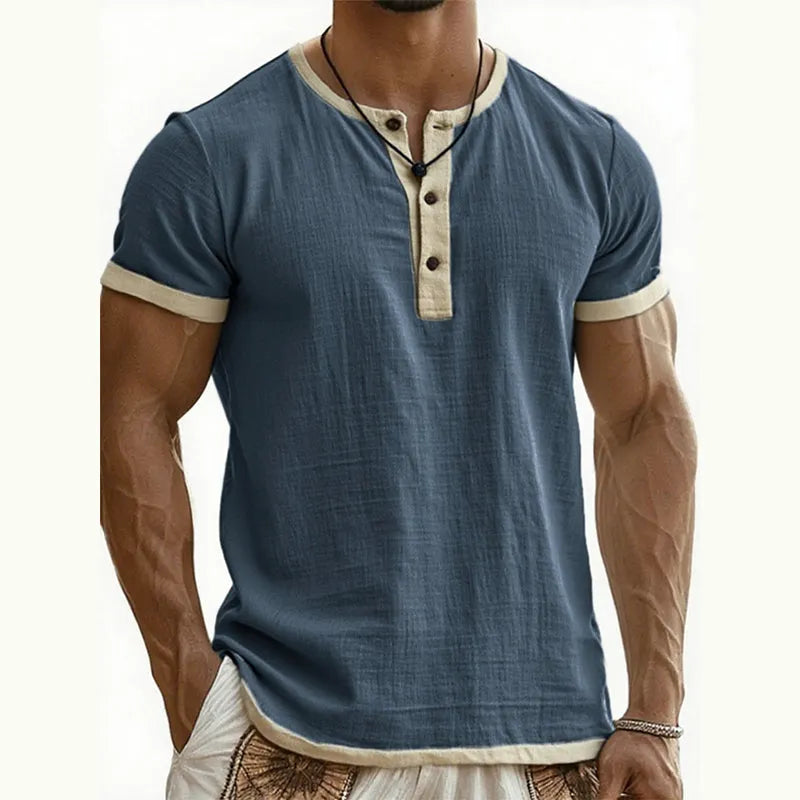 💨 Men’s Performance Henley Shirt – Breathable, Stretchy & Built for Everyday Comfort